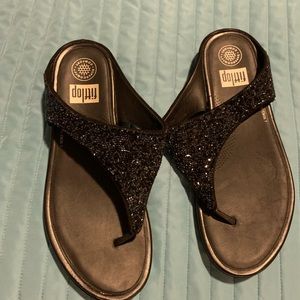 Fitflop shoes sandals black sequin flip new 10